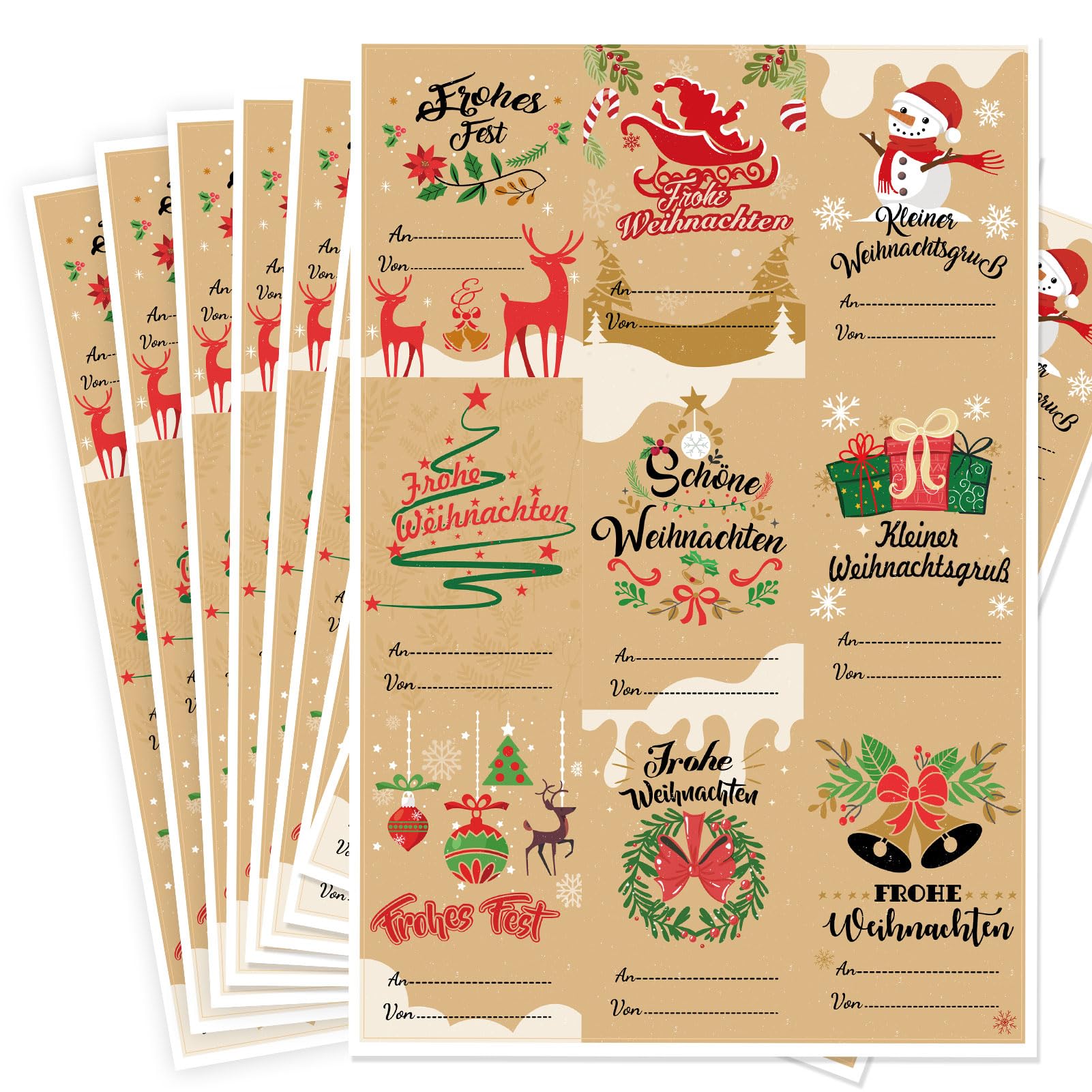 howaf-frohe-weihnachten-aufkleber-geschenketiketten-144-st-ck-beschreibbar image 1
