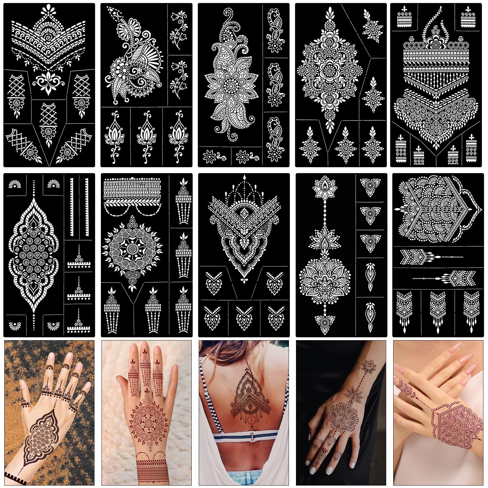 howaf-henna-schablonen-9-blatt-a-feder-mandala-blume image 8