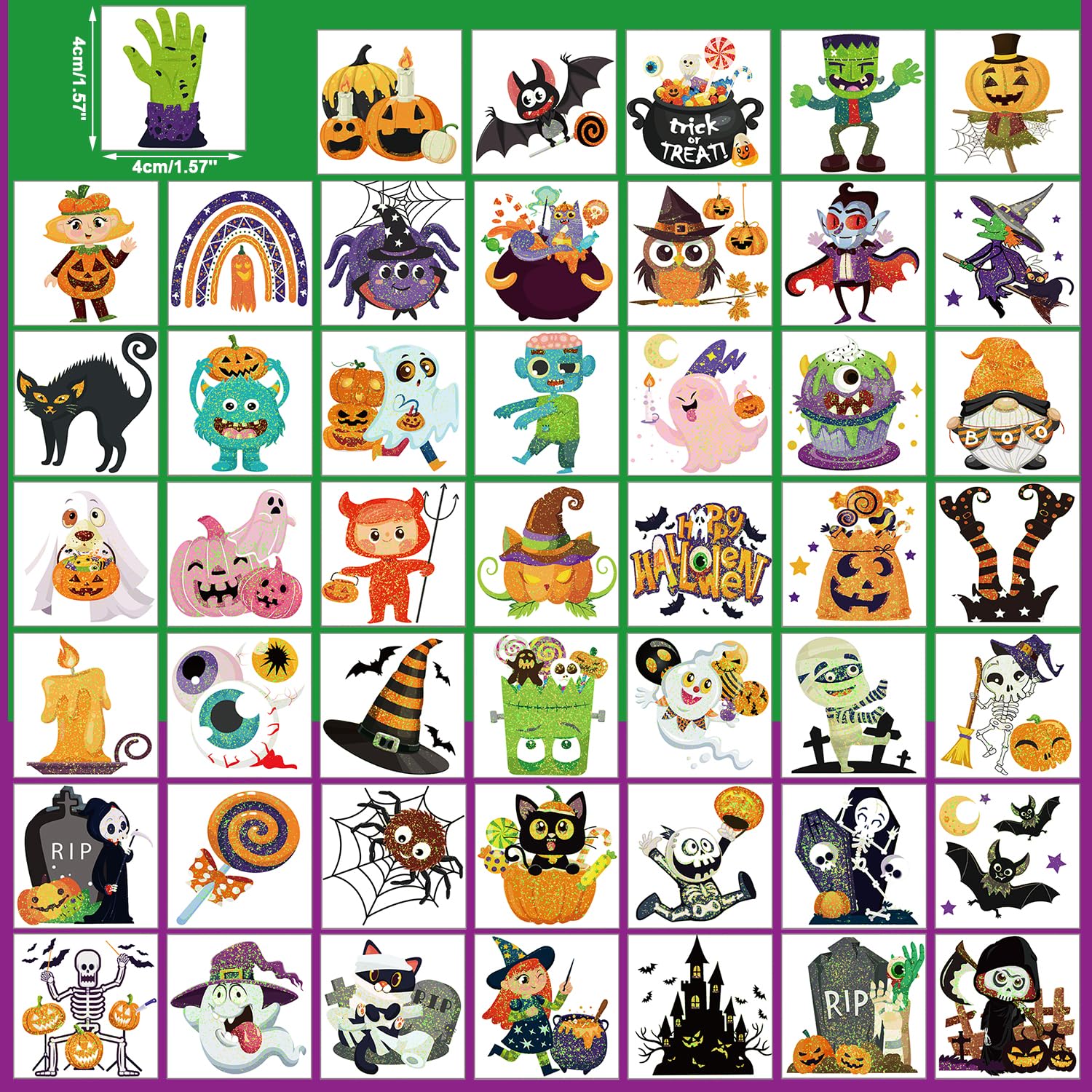 howaf-temporary-tattoos-kinder-halloween-glitzer-96-blatt image 2