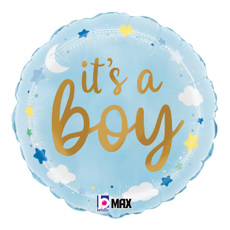 betallic-it-s-a-boy-stars-and-clouds-folienballon-18-blau image 1