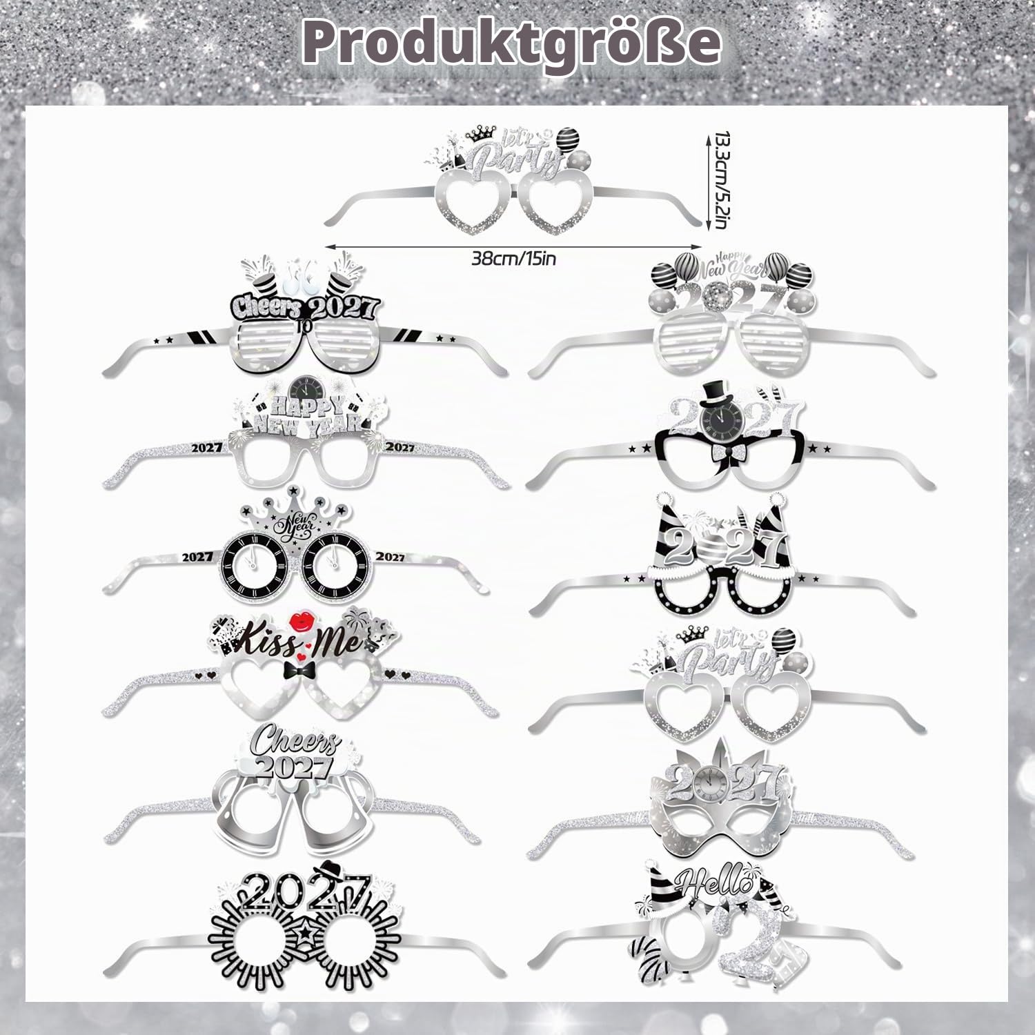 howaf-silvester-deko-2027-silber-party-set-48-st-ck-brille-hut image 3
