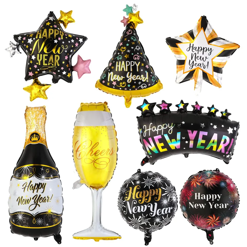 howaf-silvester-2027-folienballons-8er-set-schwarz-gold image 1