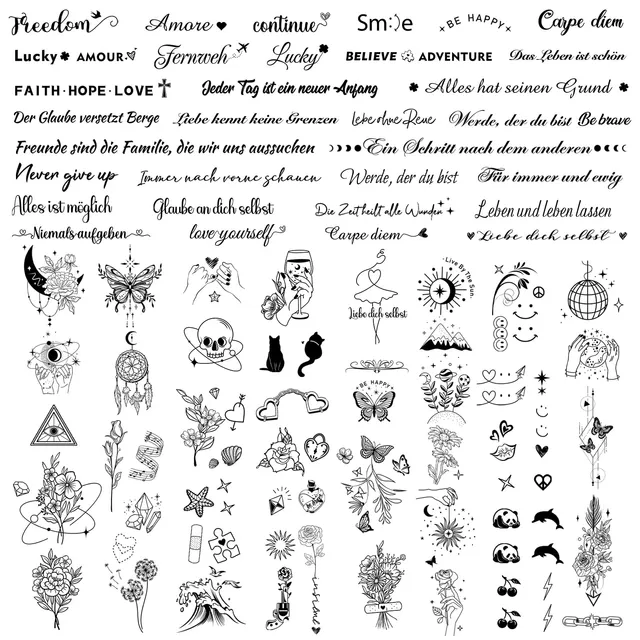 howaf-tempor-re-tattoos-schwarz-20-bl-tter-spr-che-blumen image 1