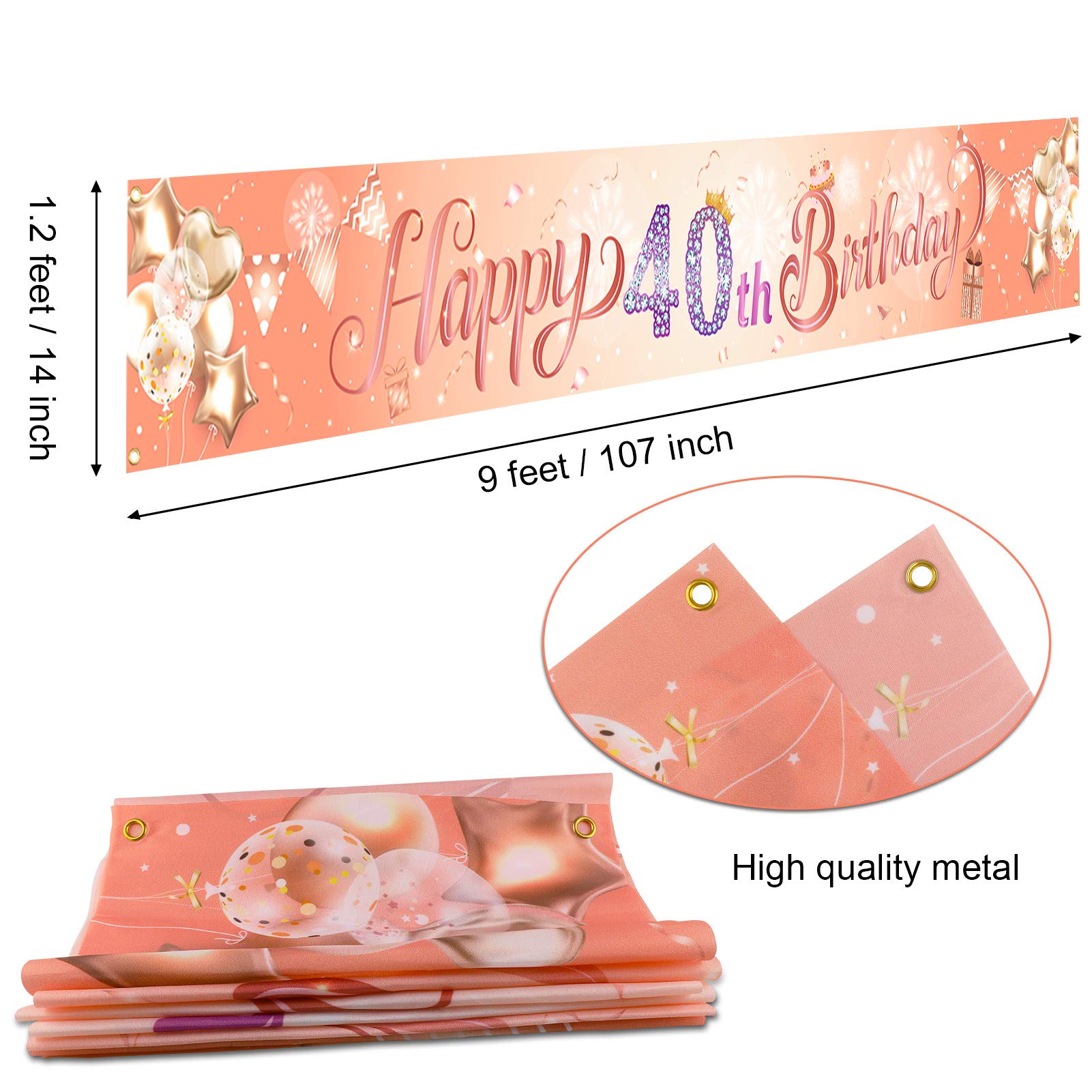 howaf-40-geburtstag-banner-stoff-ros-gold-274x37-cm image 2