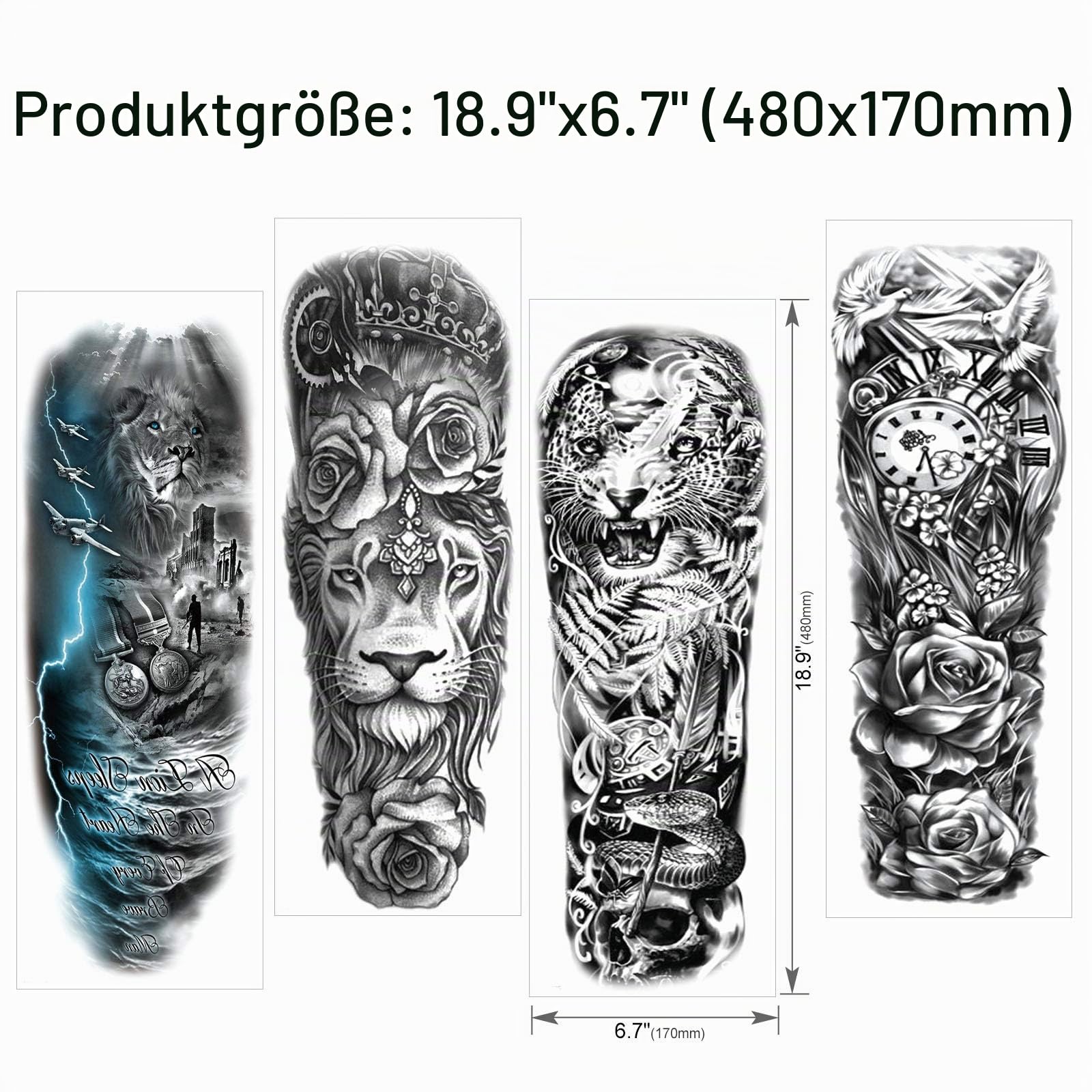 howaf-tempor-re-tattoos-vollarm-11-bl-tter-schwarz-wasserdicht image 4