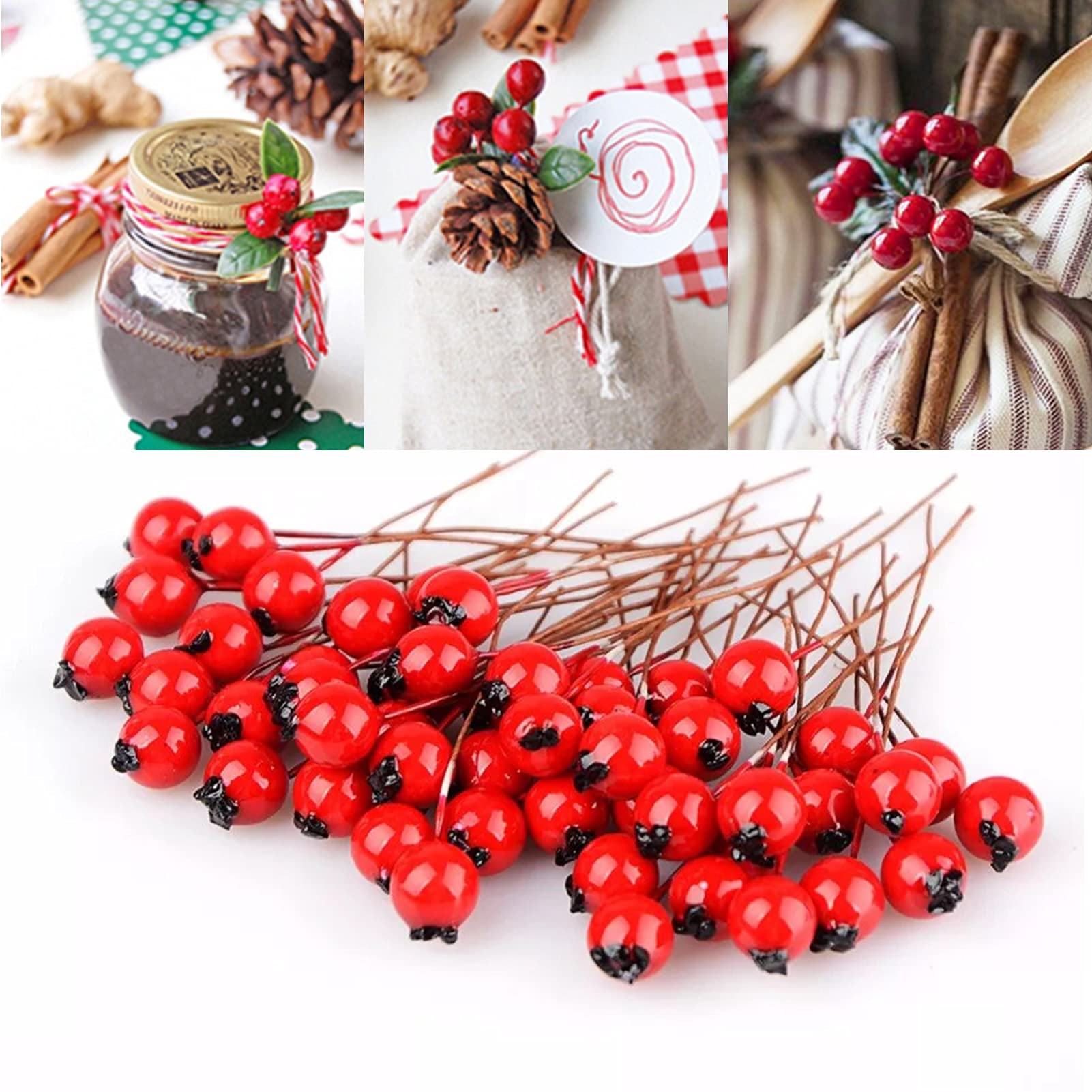 howaf-weihnachtsbeeren-deko-rot-gold-150-st-ck-k-nstlich image 6