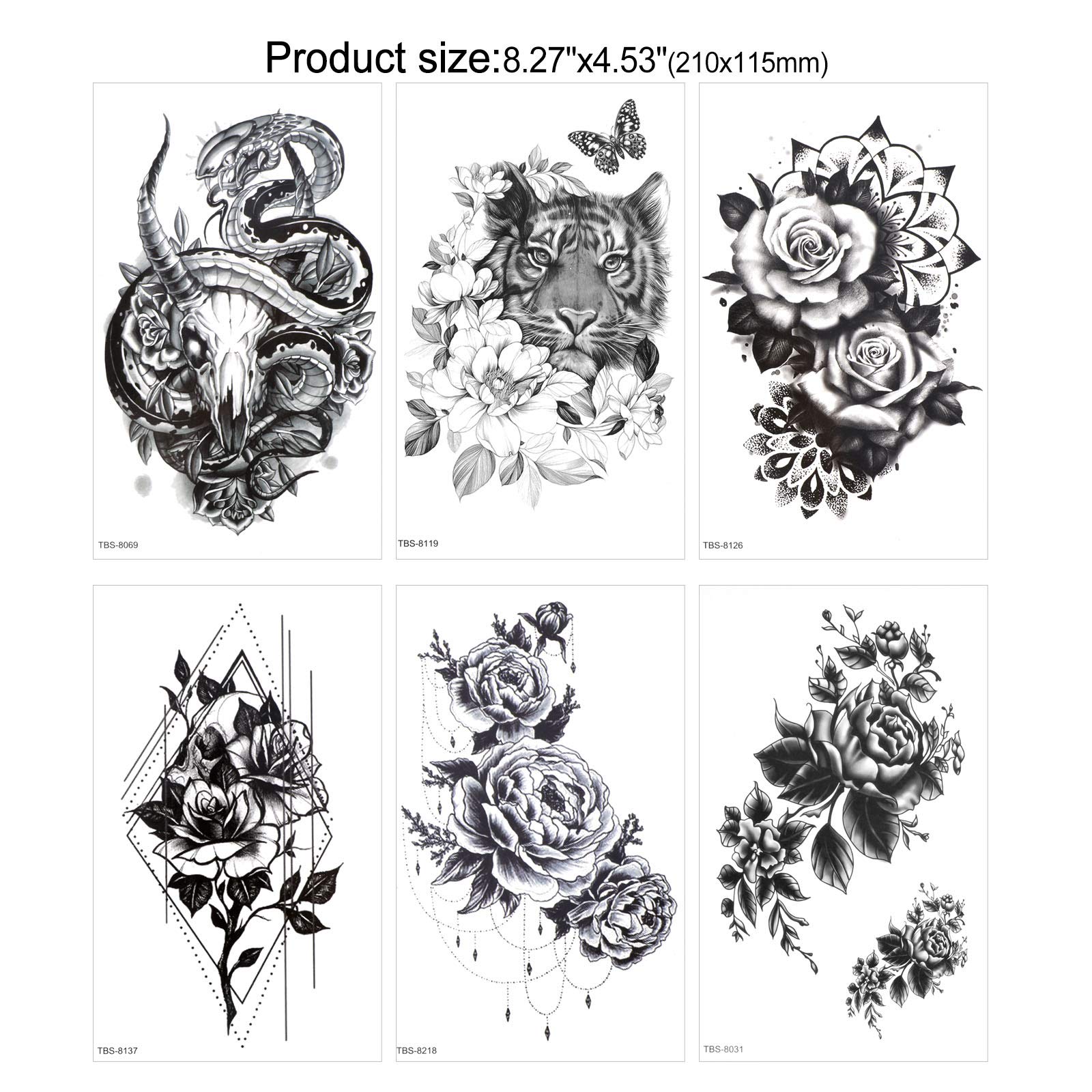 howaf-tempor-re-tattoos-schwarz-40-bl-tter-klein-adler-l-we image 4