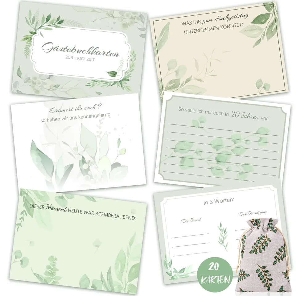 howaf-g-stebuch-karten-hochzeit-mit-fragen-20-st-ck image 1