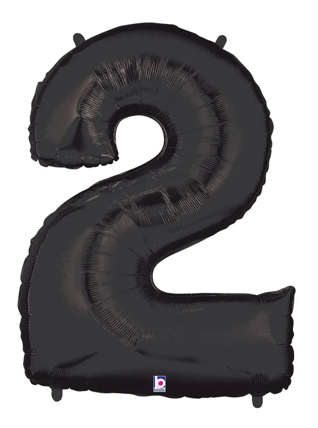 betallic-number-2-folienballon-34-zoll-schwarz-zahl image 1