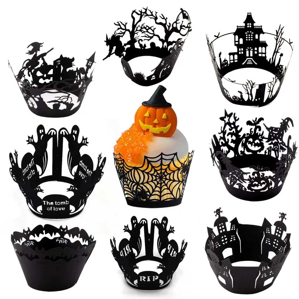 howaf-halloween-cupcake-wrappers-36-st-ck-9-motive-schwarz image 1