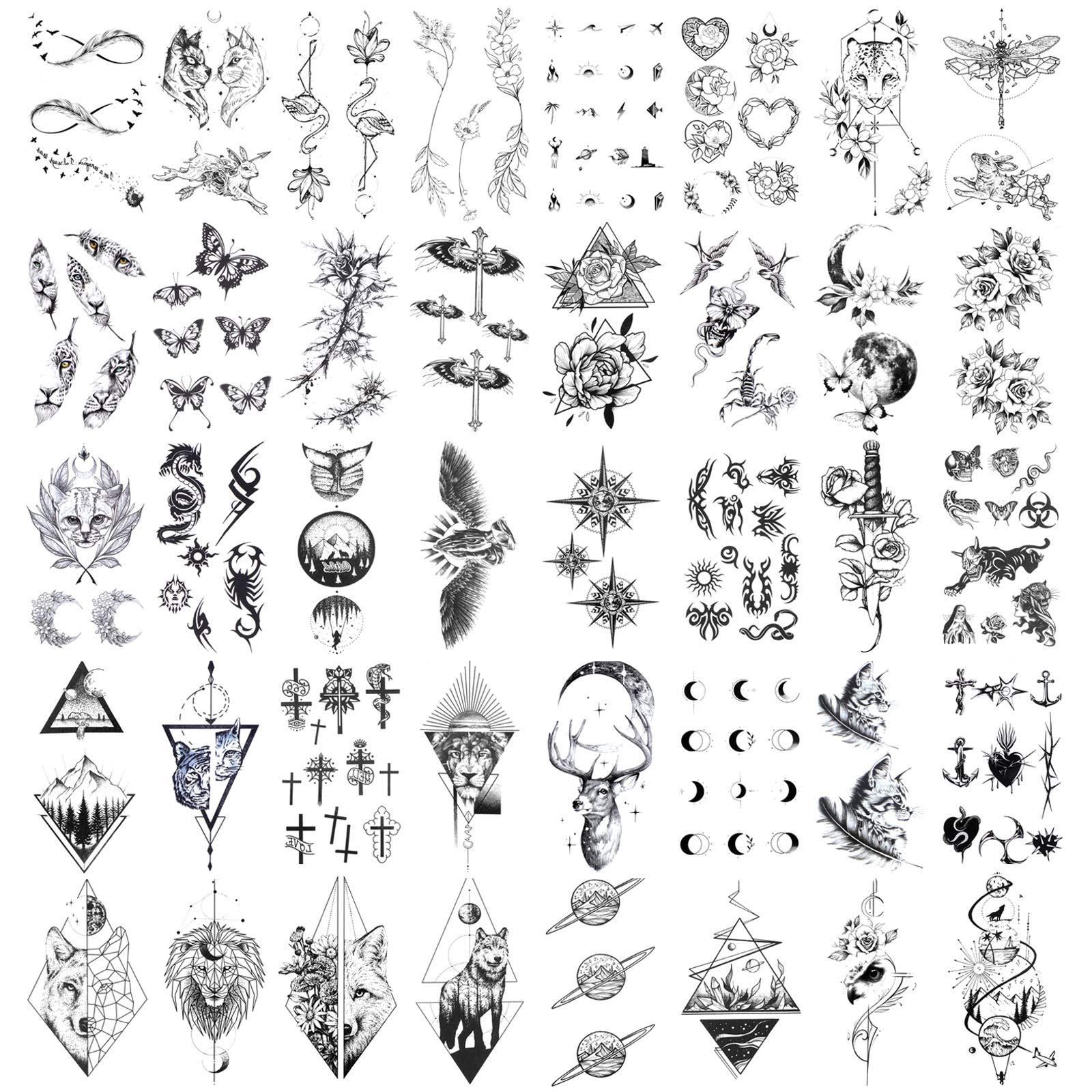 howaf-tempor-re-tattoos-schwarz-30-bl-tter-wasserdicht-klein image 1