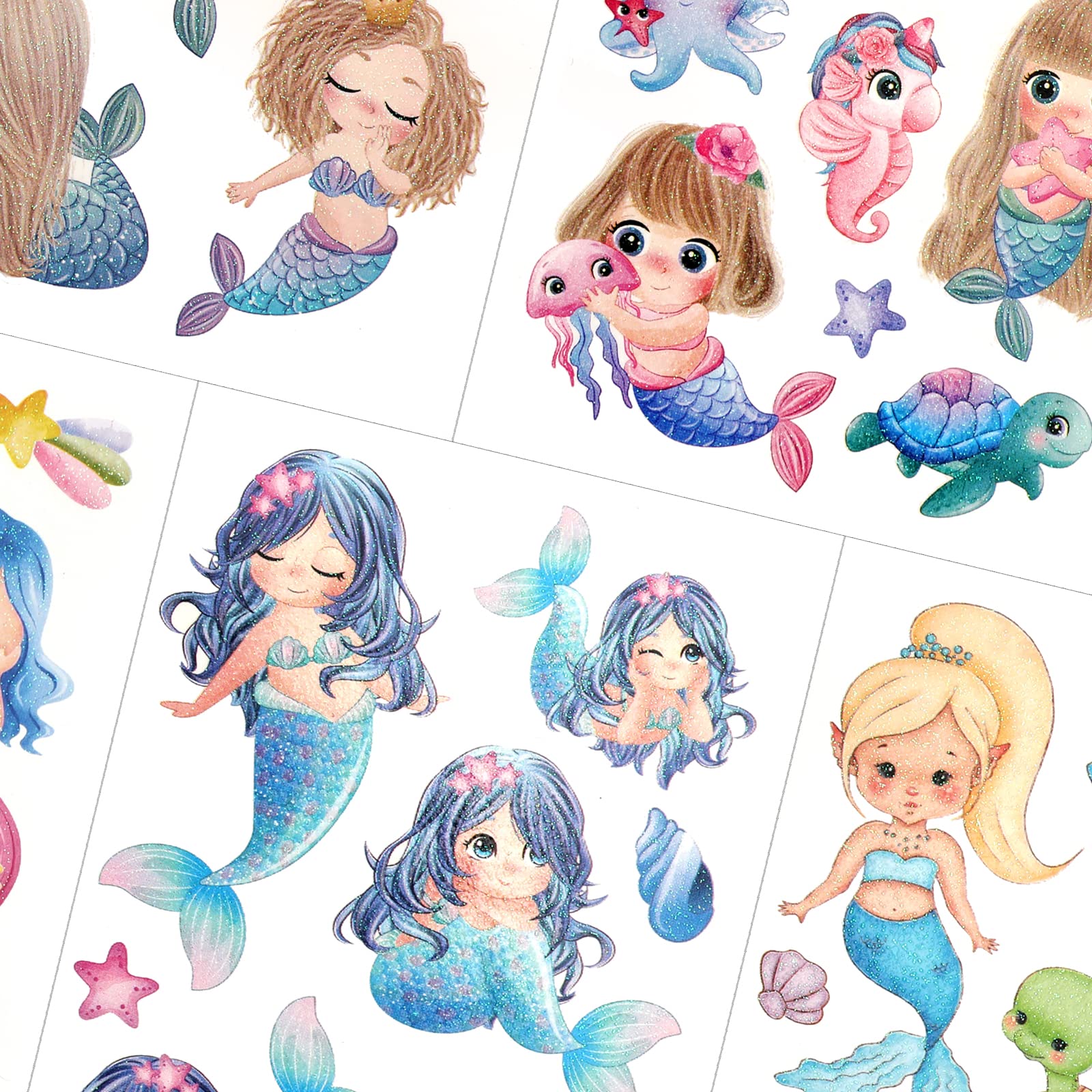 howaf-meerjungfrau-tattoo-kinder-10-bl-tter-glitzer-set-m-dchen image 6