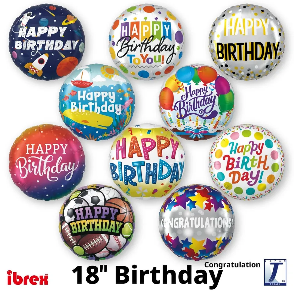 takara-ibrex-round-18-birthday-folienballon-45-cm image 1