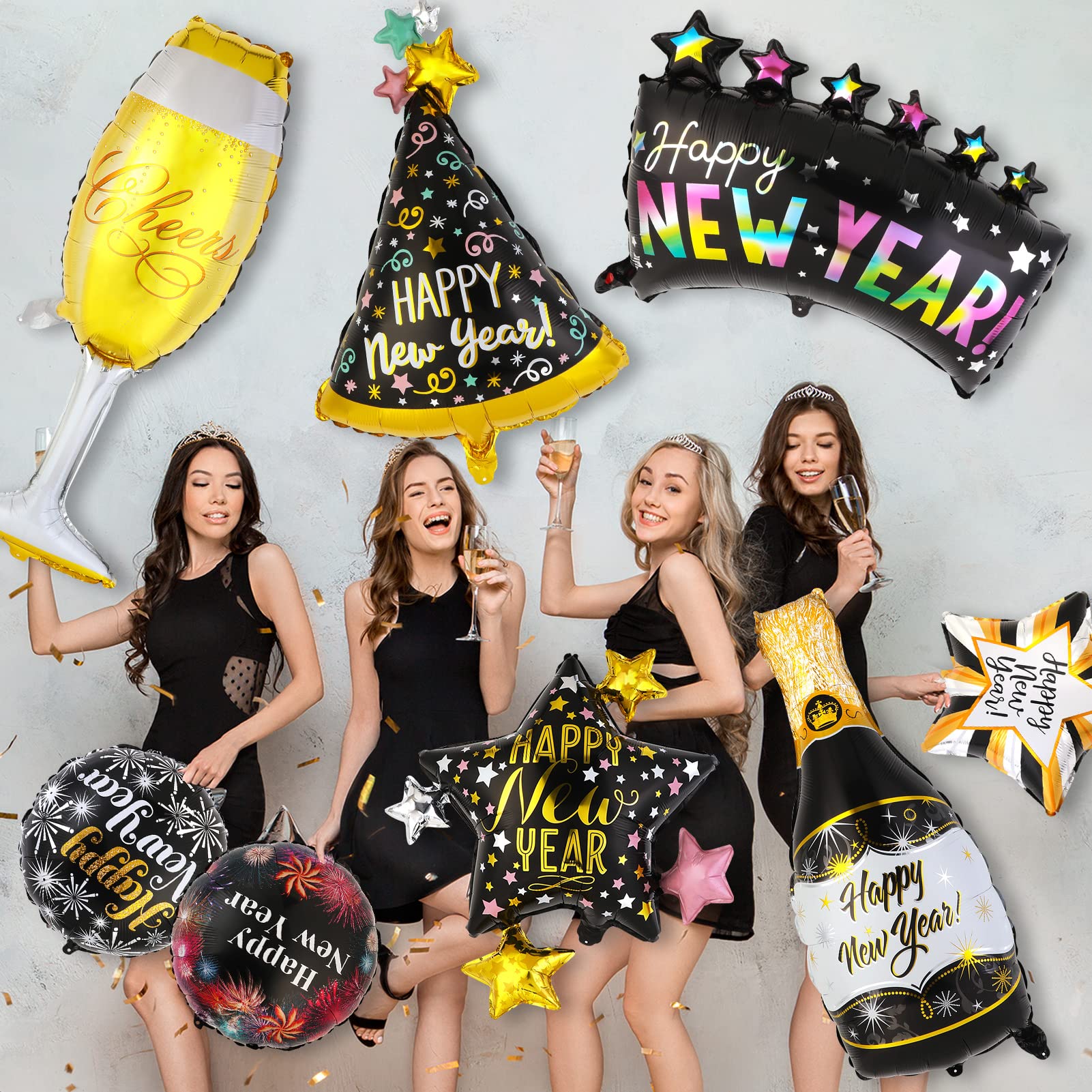 howaf-silvester-2027-folienballons-8er-set-schwarz-gold image 4