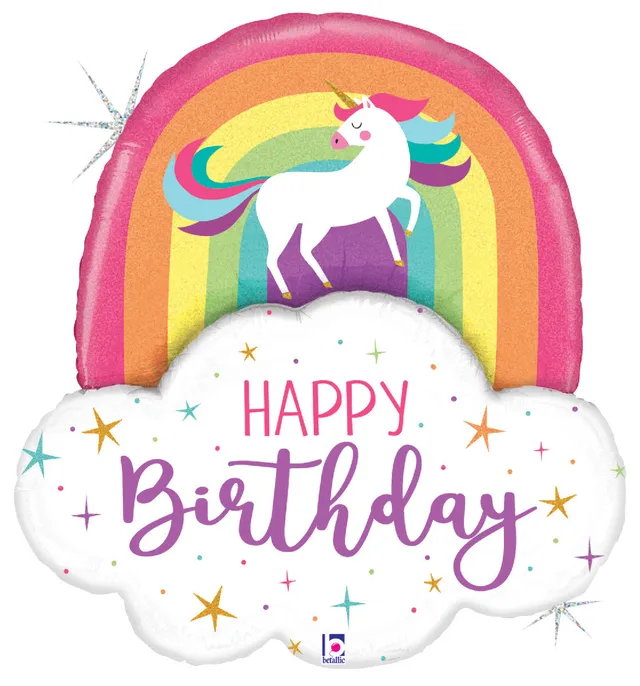 betallic-unicorn-rainbow-birthday-folienballon-26-zoll-holographic image 1