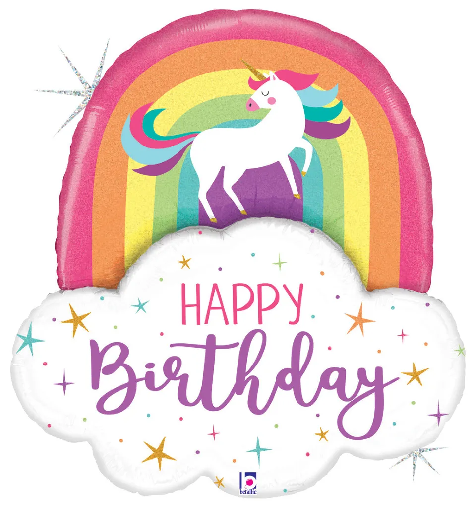 betallic-unicorn-rainbow-birthday-folienballon-26-zoll-holographic image 1