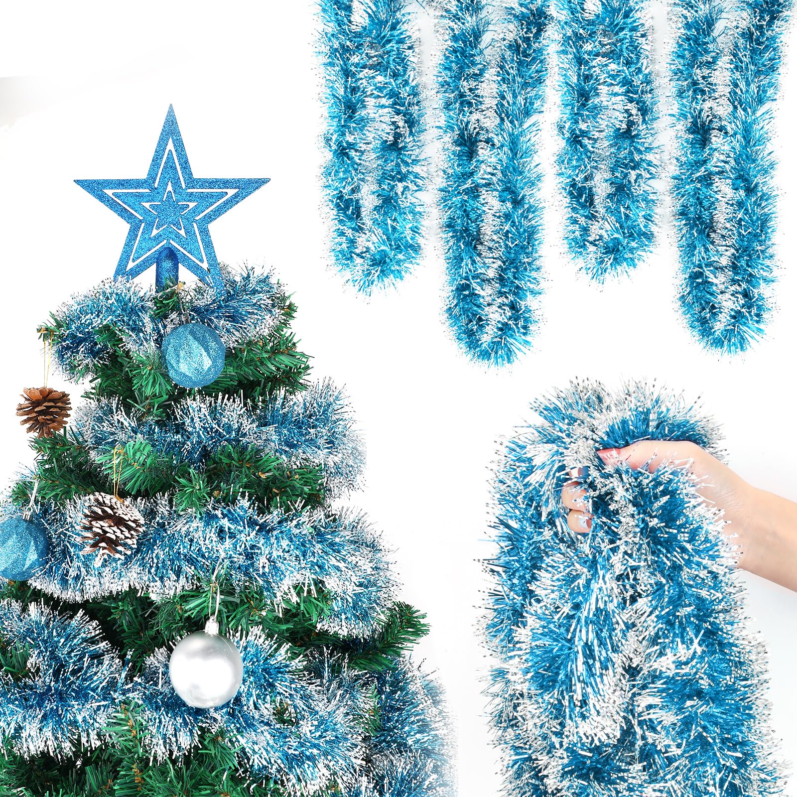 howaf-weihnachtsgirlande-schneeflocken-wei-6x2m-lametta image 8