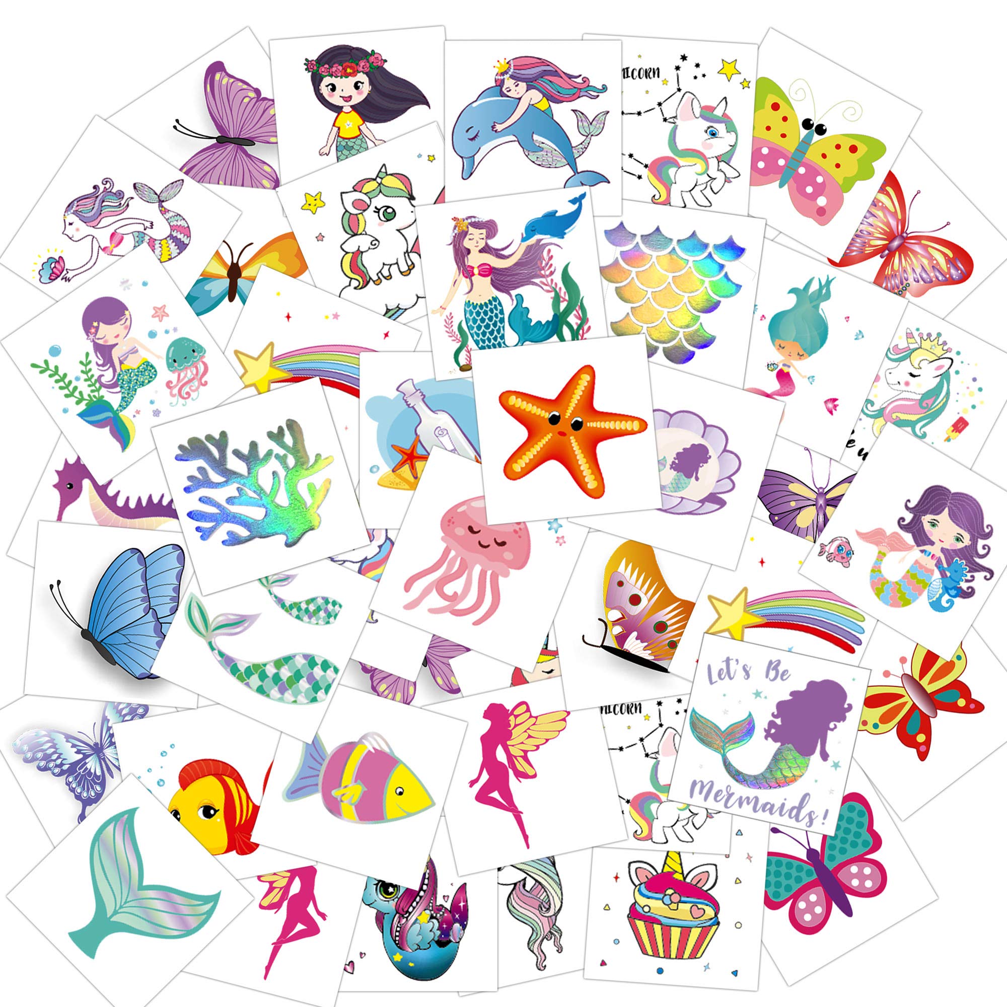 howaf-glitzer-tattoo-kinder-einhorn-meerjungfrau-80er-set image 6