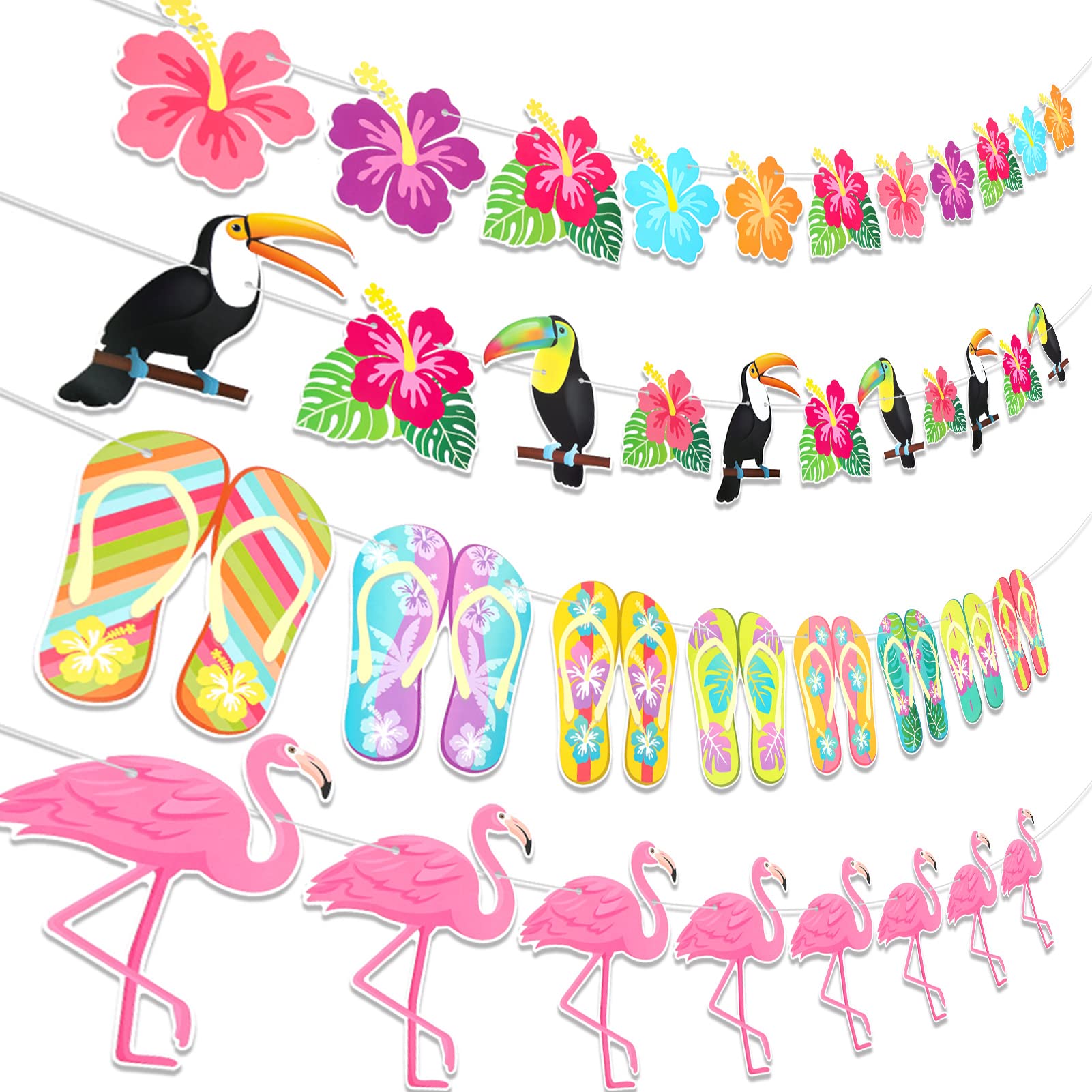 howaf-hawaii-banner-flamingo-girlande-4er-set-300cm-aloha-deko image 2