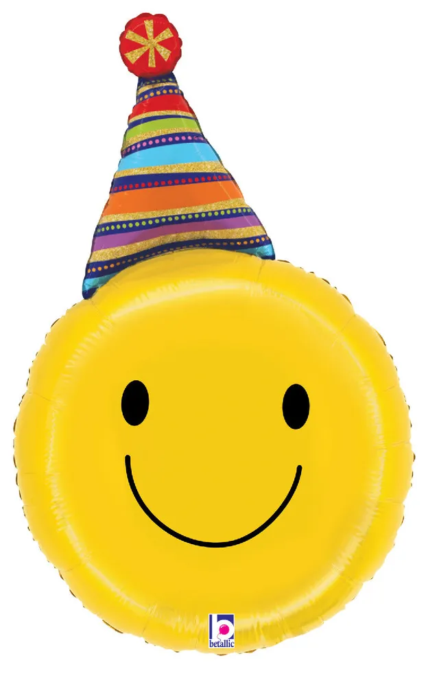 betallic-party-hat-smiley-folienballon-29-flach-geburtstag image 1