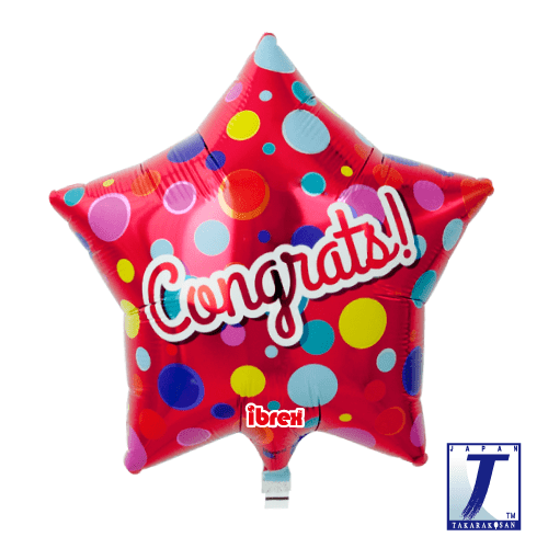 takara-ibrex-star-15-folienballon-congrats-dots-metallic-red image 1