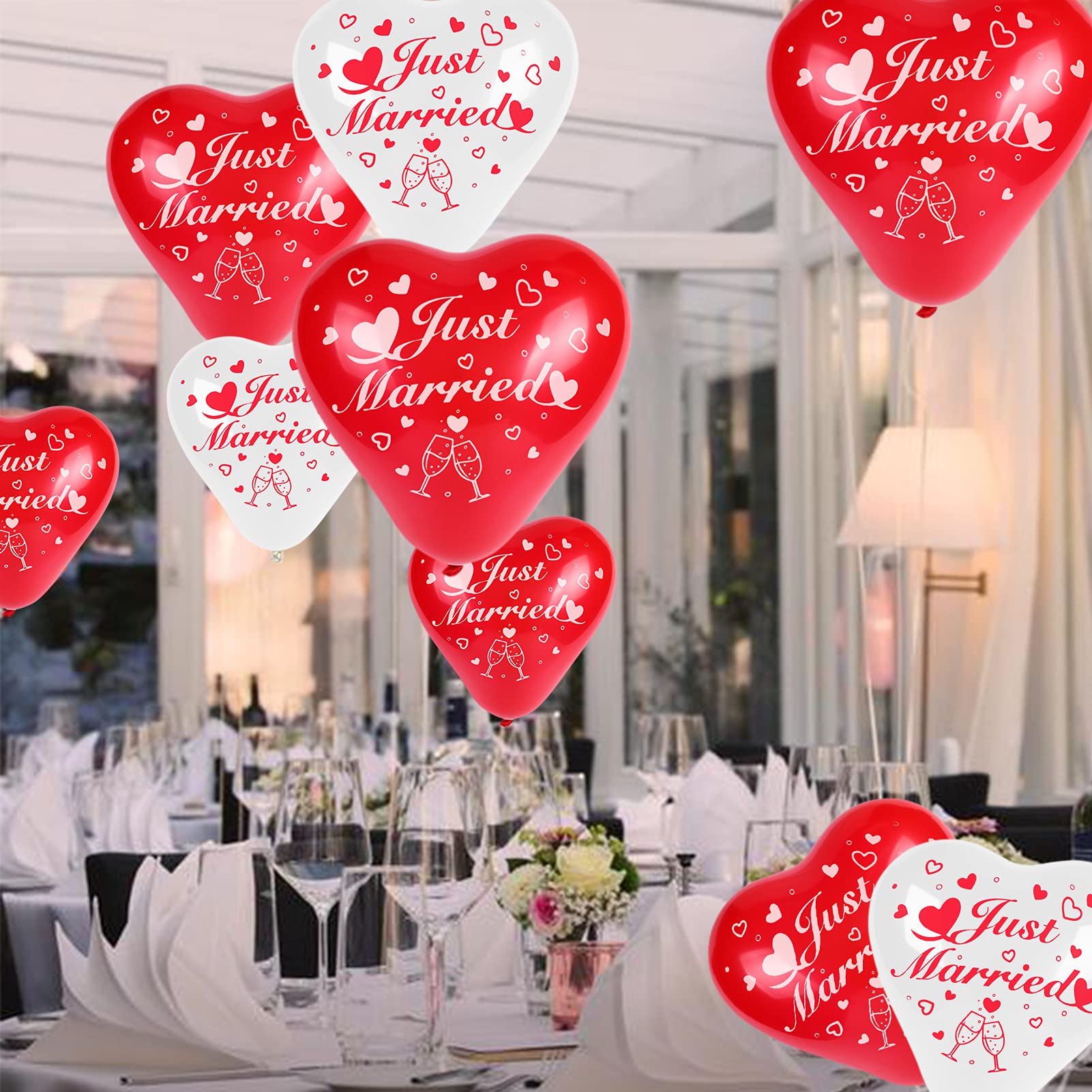 howaf-just-married-herz-luftballons-rot-wei-50-st-ck image 7