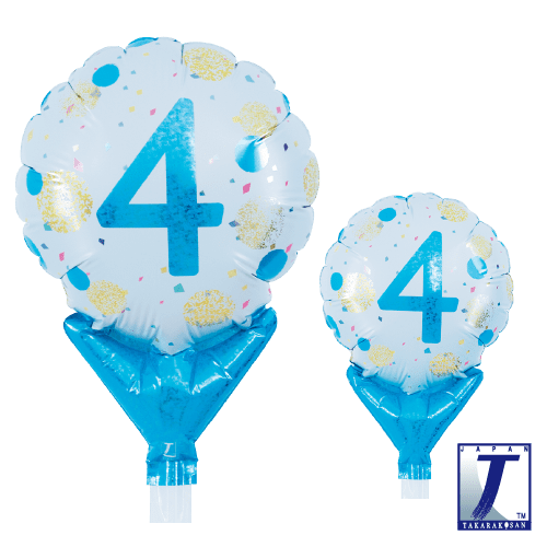 takara-upright-round-5-zoll-stehballon-gold-blaue-punkte image 1