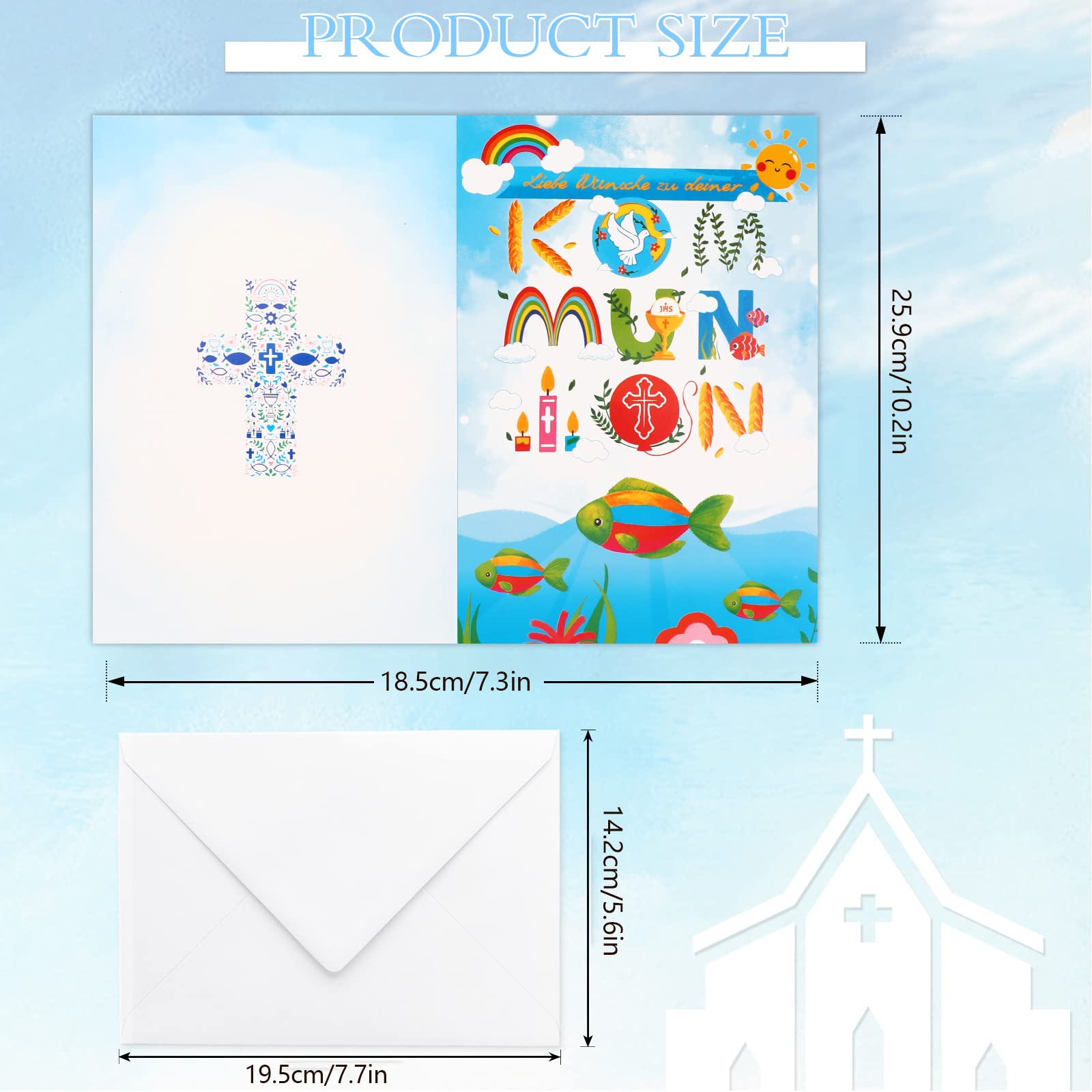 howaf-kommunion-karte-mit-rosenkranz-rosa-fisch-motiv image 2