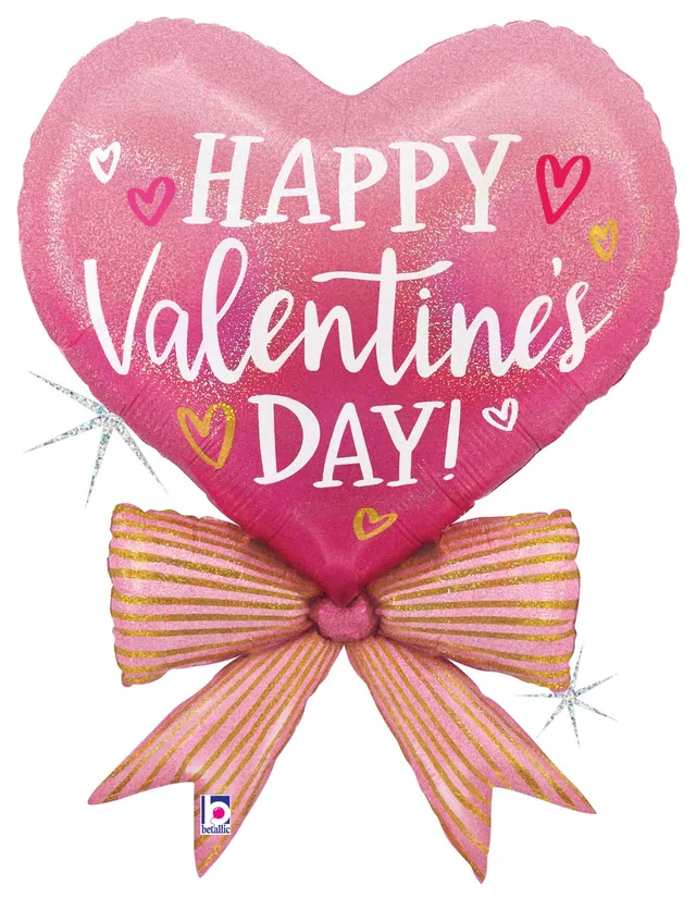 betallic-valentine-pink-bow-heart-folienballon-34-zoll image 1