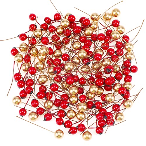 howaf-weihnachtsbeeren-deko-rot-gold-150-st-ck-k-nstlich image 8