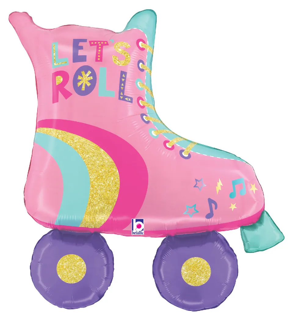 betallic-pink-roller-skate-folienballon-33-zoll-pink-retro image 1