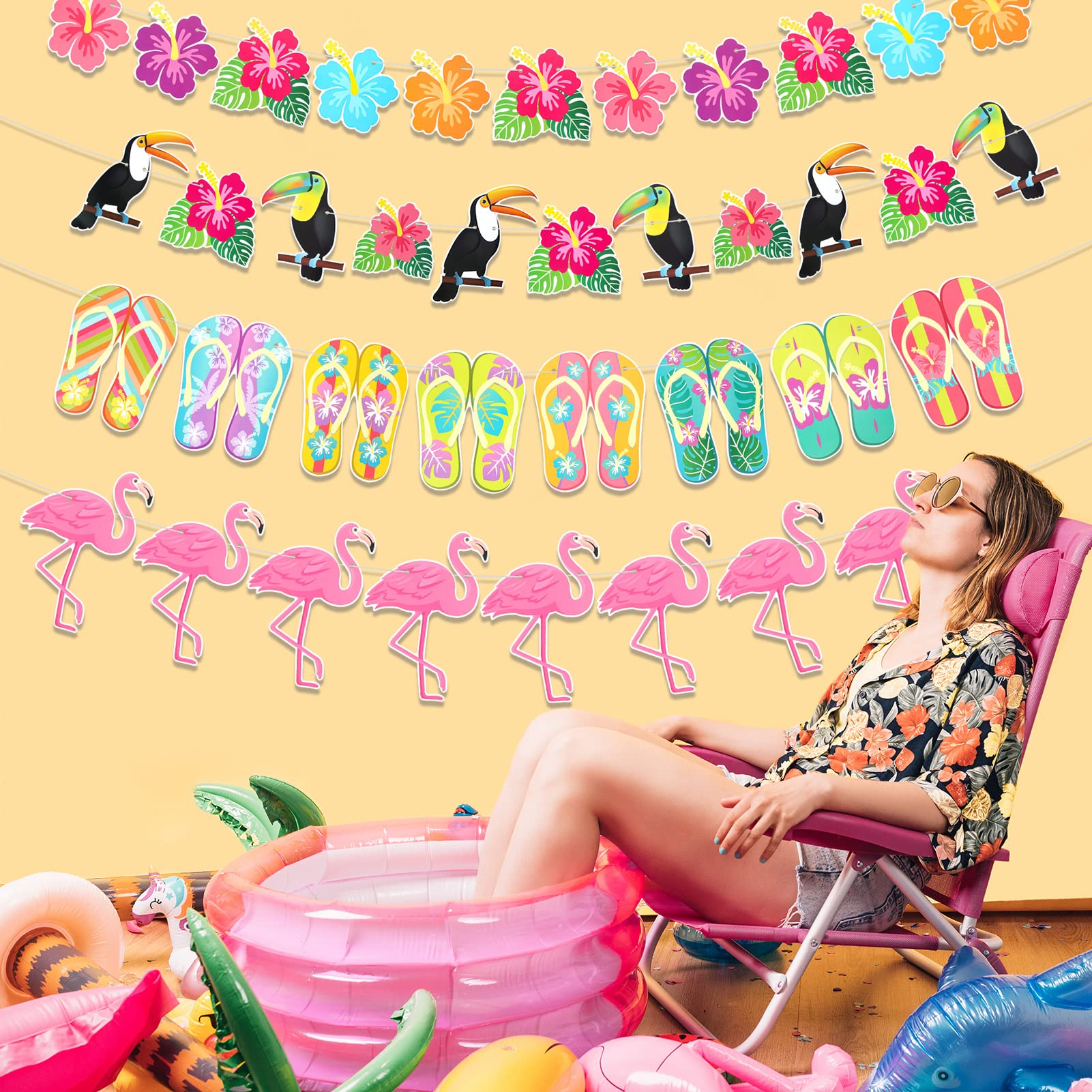 howaf-hawaii-banner-flamingo-girlande-4er-set-300cm-aloha-deko image 7