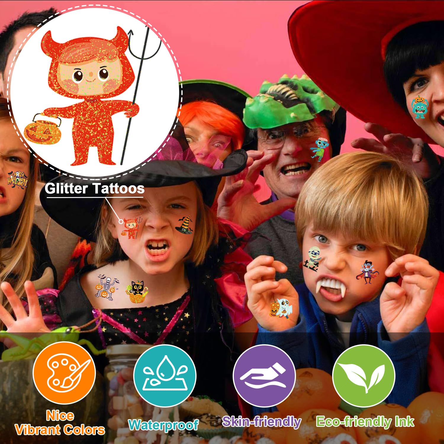 howaf-temporary-tattoos-kinder-halloween-glitzer-96-blatt image 4