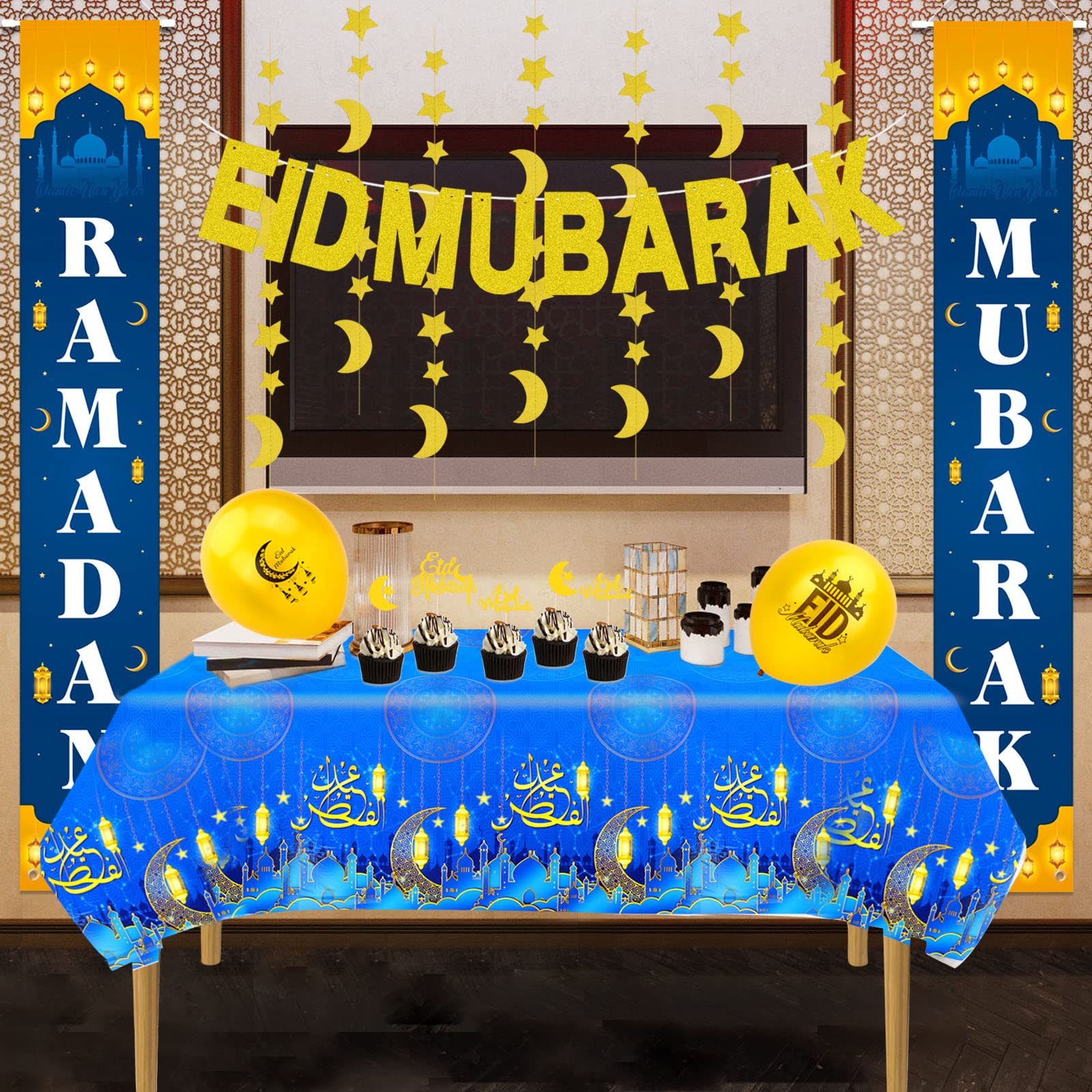 howaf-ramadan-tischdecke-eid-mubarak-2-st-ck-blau-pvc image 6