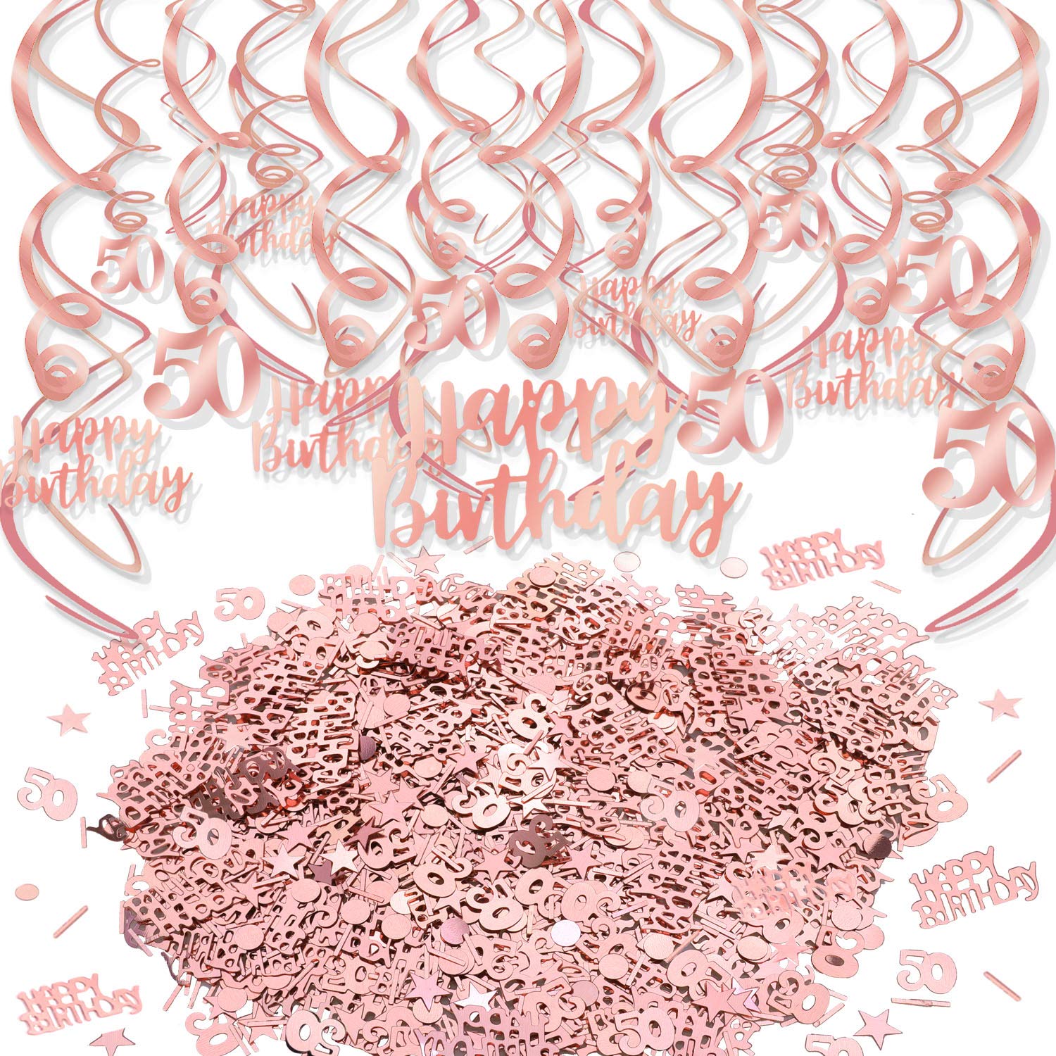 howaf-50-geburtstag-deko-h-ngedeko-ros-gold-30-tlg-konfetti image 1