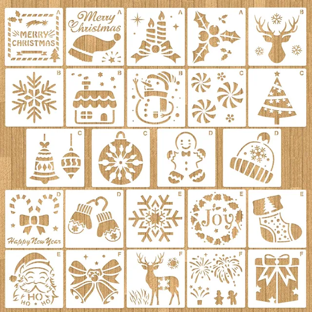 howaf-weihnachtsschablonen-set-malschablonen-24-st-ck-stil-a image 1