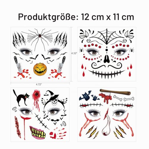 howaf-halloween-b-gesicht-tattoos-kinder-12-blatt-wasserdicht image 7