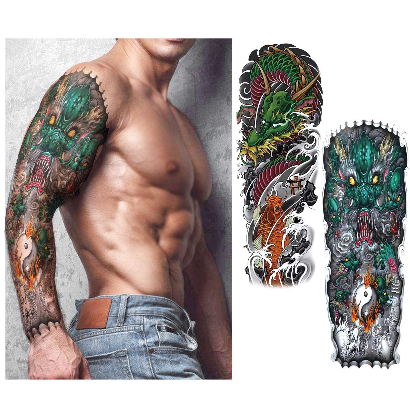 howaf-tempor-re-tattoos-voller-arm-l-we-tiger-12-bl-tter image 4
