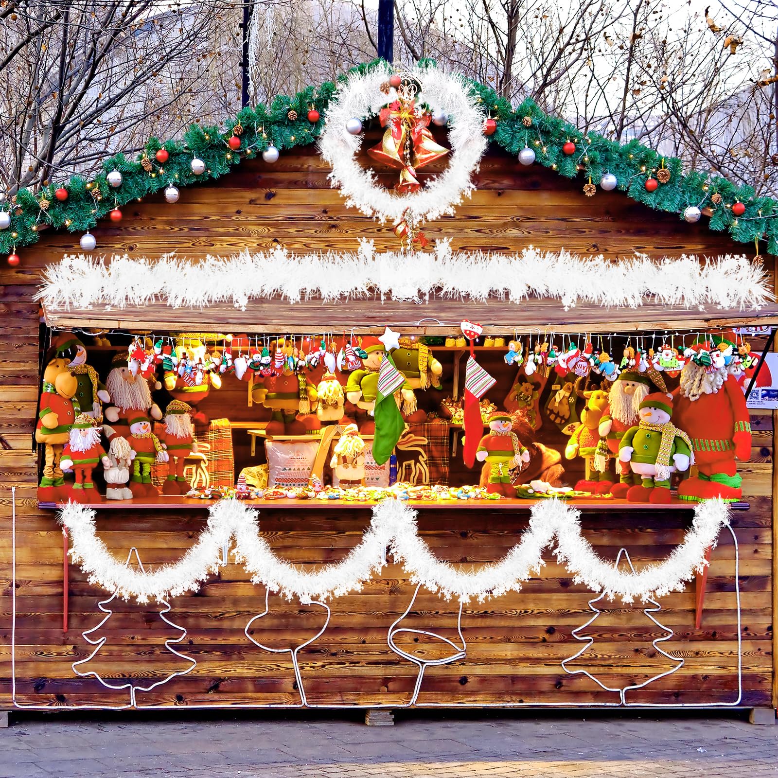 howaf-weihnachtsgirlande-schneeflocken-wei-6x2m-lametta image 7