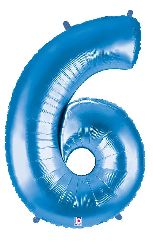 betallic-number-6-blue-folienballon-34-holografisch image 1