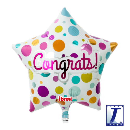 takara-ibrex-star-15-zoll-folienballon-congrats-dots-wei-stern image 1