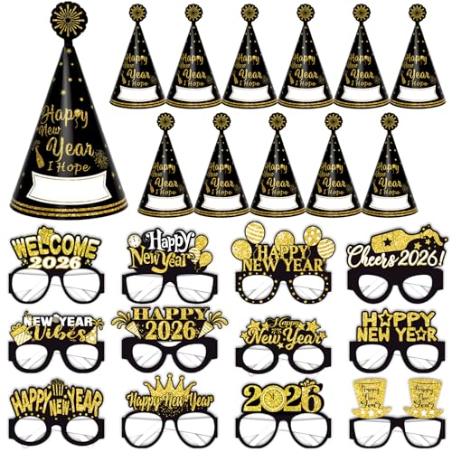 howaf-silvester-deko-2027-party-set-24tlg-h-te-brillen-schwarz-gold image 8