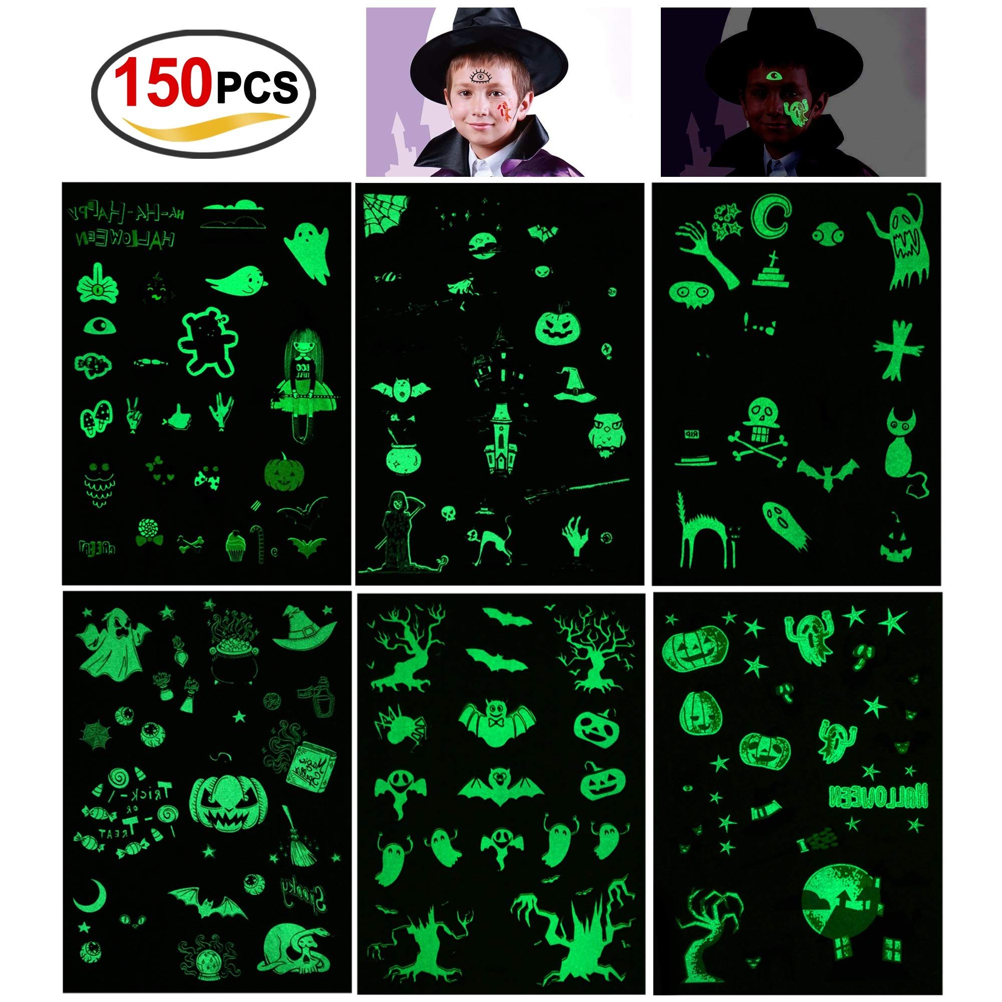 howaf-halloween-tattoo-kinder-6-b-gen-leuchtend-150-stk image 2