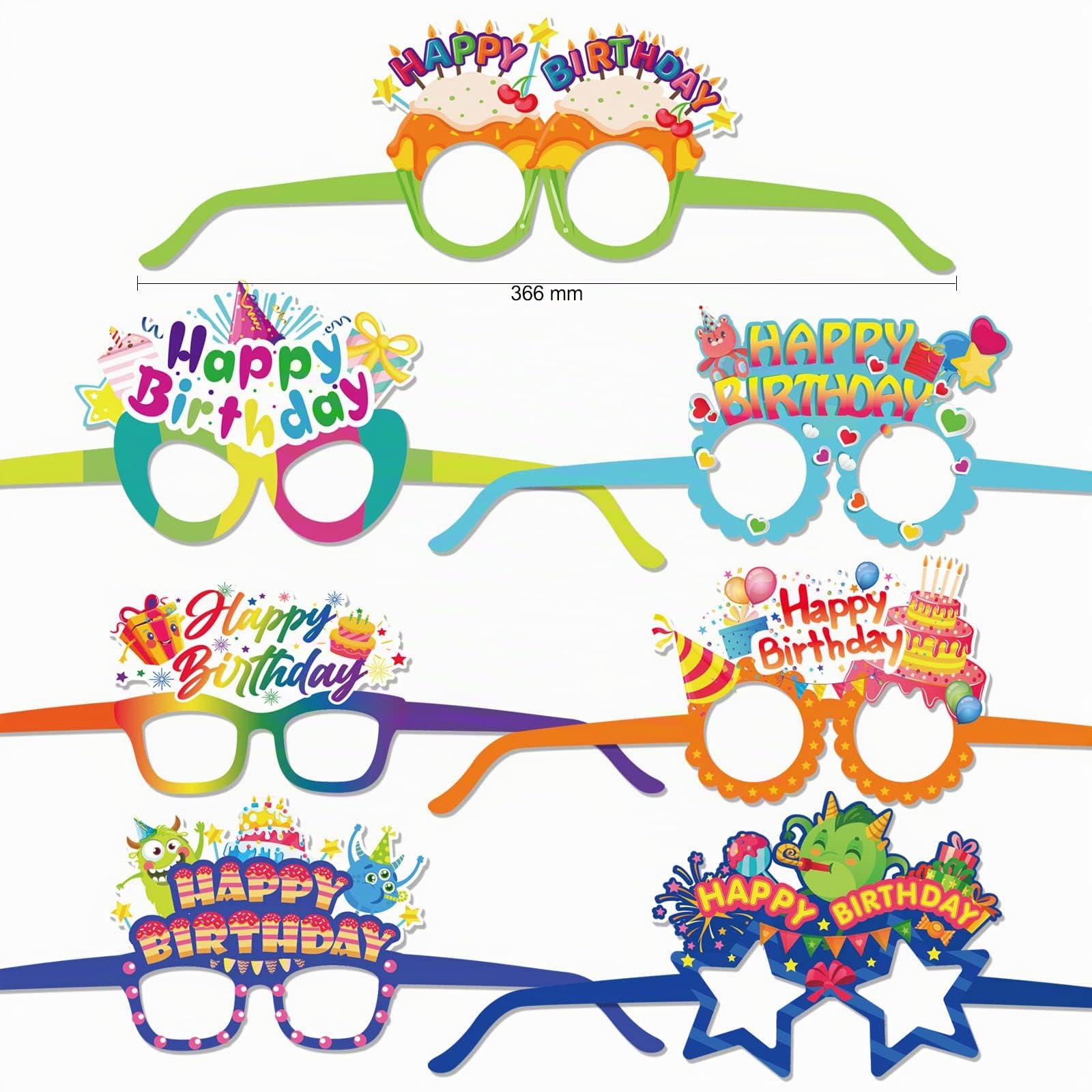 howaf-happy-birthday-brille-partybrille-28-stk-papier-kinder image 2