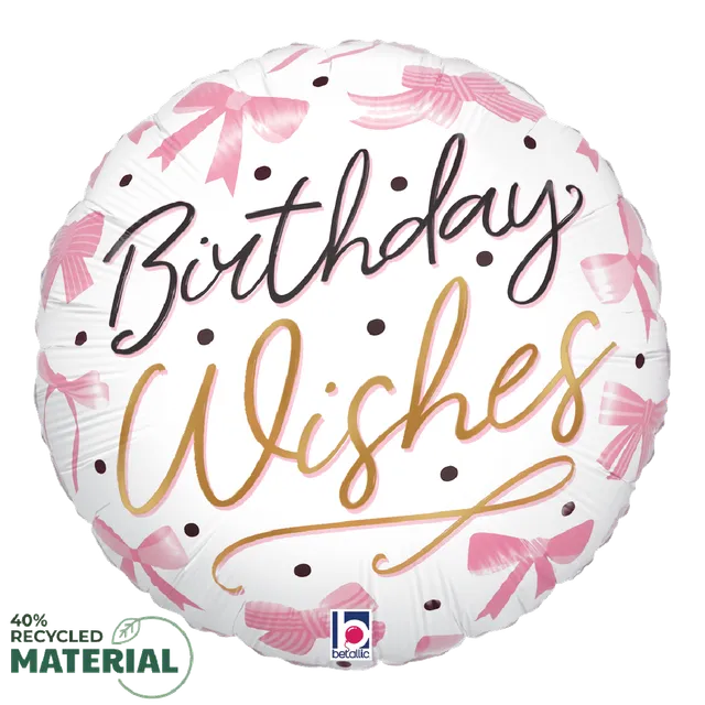 betallic-pink-bow-birthday-wishes-folienballon-18-zoll-rosa image 1