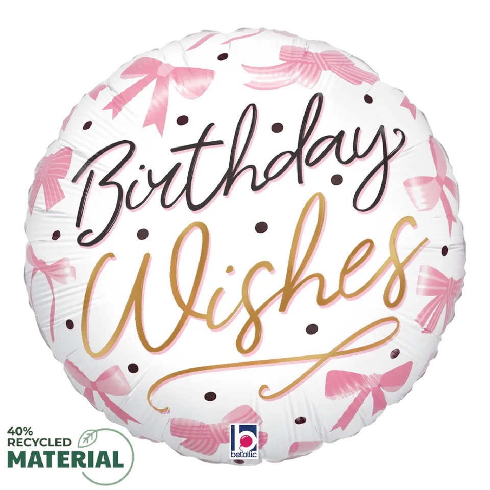 betallic-pink-bow-birthday-wishes-folienballon-18-zoll-rosa image 1