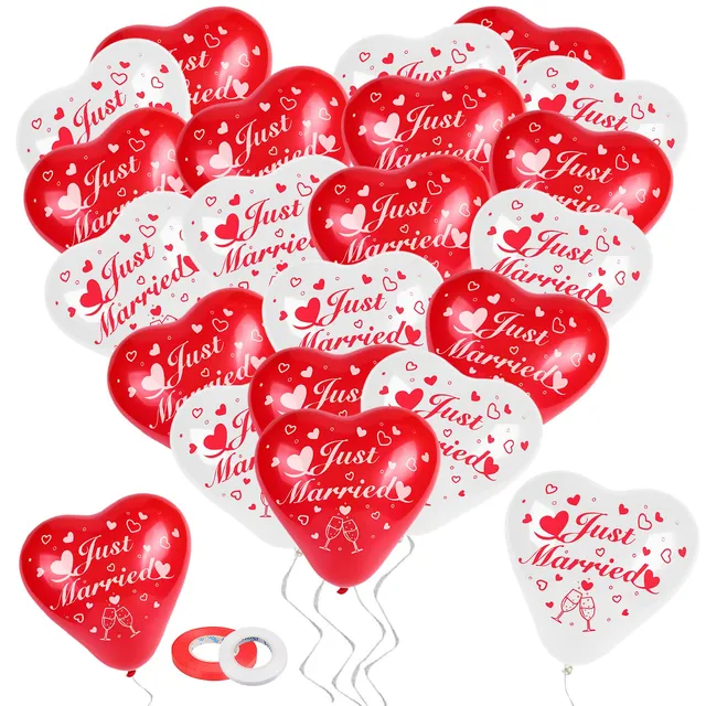 howaf-just-married-herz-luftballons-rot-wei-50-st-ck image 1
