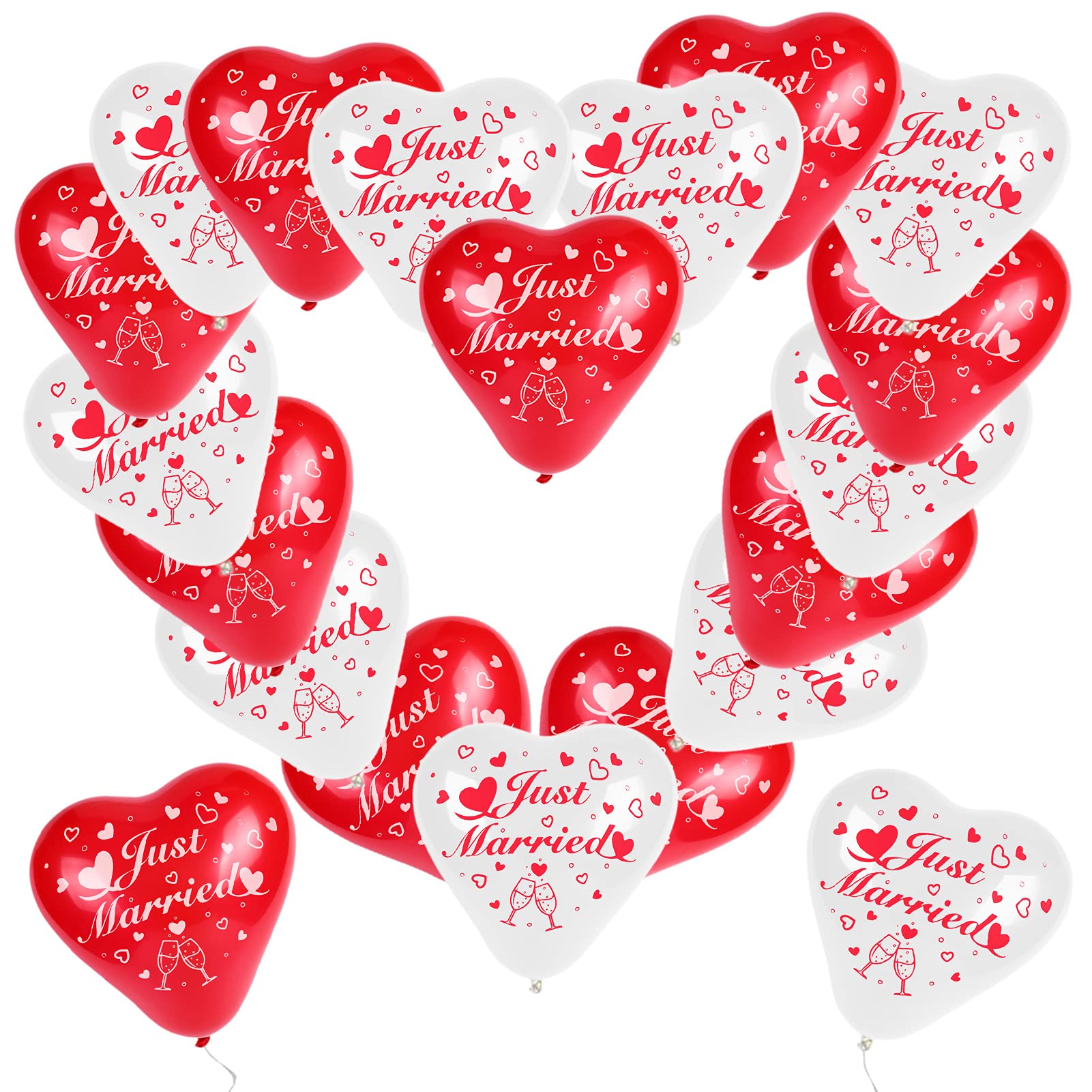 howaf-just-married-herz-luftballons-rot-wei-50-st-ck image 2