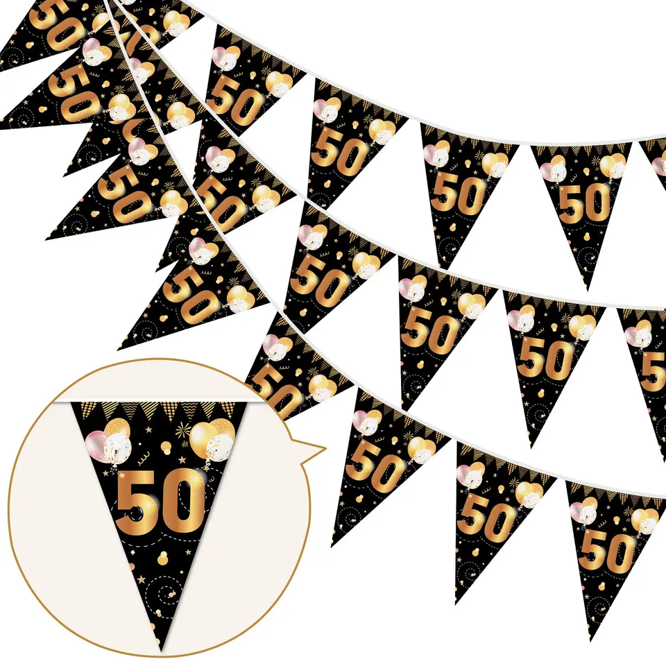 howaf-50-geburtstag-girlande-wimpelkette-schwarz-gold-5-7-m image 1