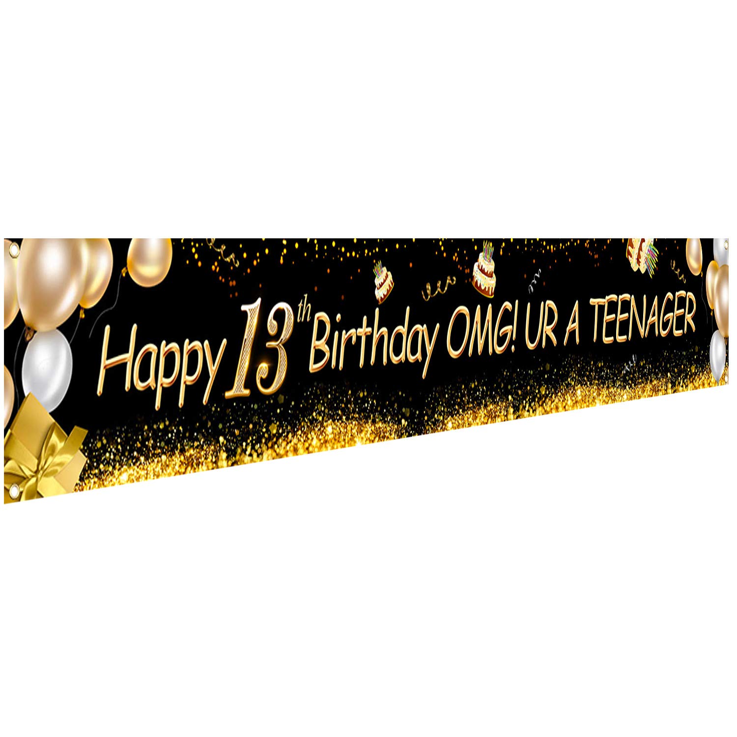 howaf-banner-13-geburtstag-schwarz-gold-274x37-cm-stoff image 2